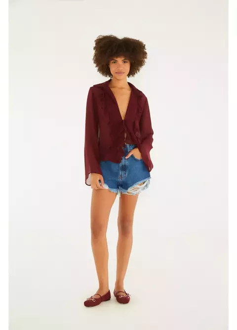 Shorts Jeans Curva Dobra Lateral Farm
