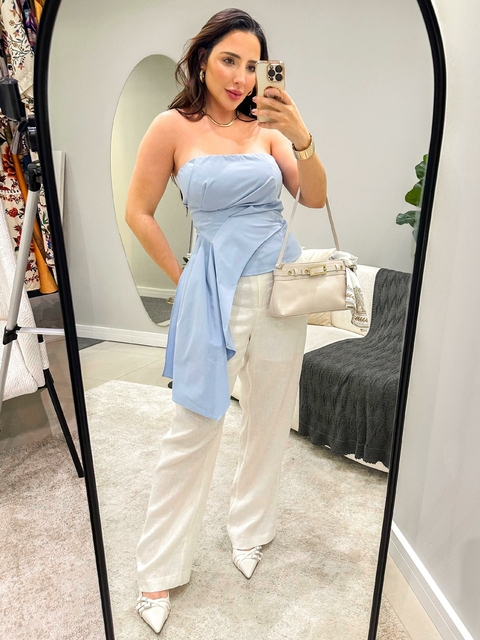 Calça Cenoura 100% Linho Puro Mia Off