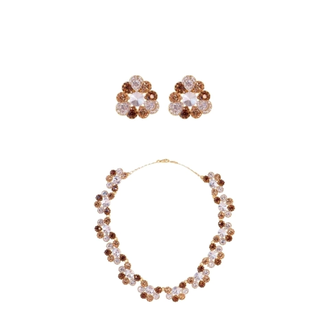 Conjunto Brinco e Colar Cravejado Flor na internet