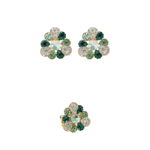 Imagem do Conjunto Brinco e Anel Cravejado Flor