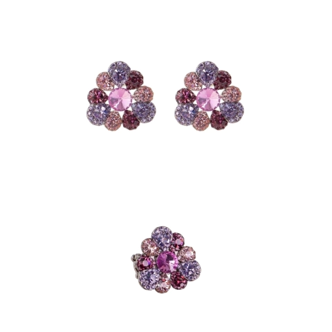 Imagem do Conjunto Brinco e Anel Cravejado Flor