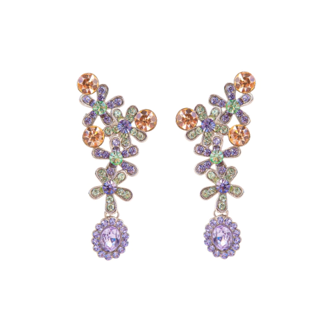 Brinco com Detalhes de Flores e Pingente Oval - comprar online