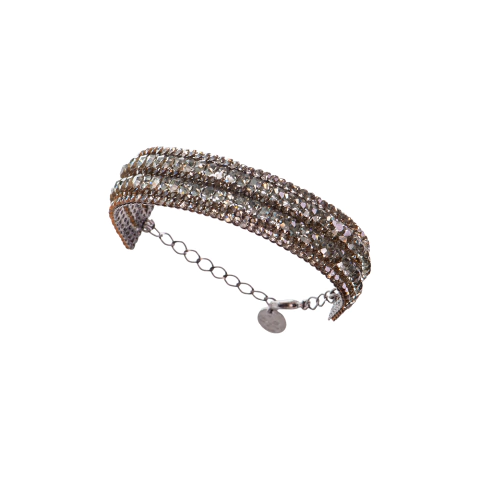 Pulseira Grossa Cravejada com Cristais - Mais cores