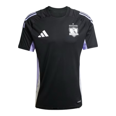 Camisa Colo-Colo do Chile Treino 25/26 - Torcedor Adidas Masculina - Preta com detalhes em roxo e branco