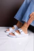 Sandalias De Mujer Birk De Goma Blancas Ajustables Pelegrina - tienda online