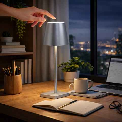 Lámpara LED Cono Táctil Recargable con Luz Tricolor - Baires4 | Home & Office