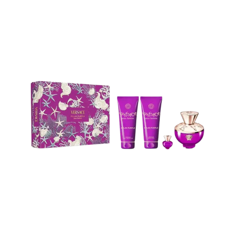 Set Versace Dylan Purple Edp 100Ml & Body Lotion 100Ml & Shower Gel 100Ml & Mini Talla 5Ml
