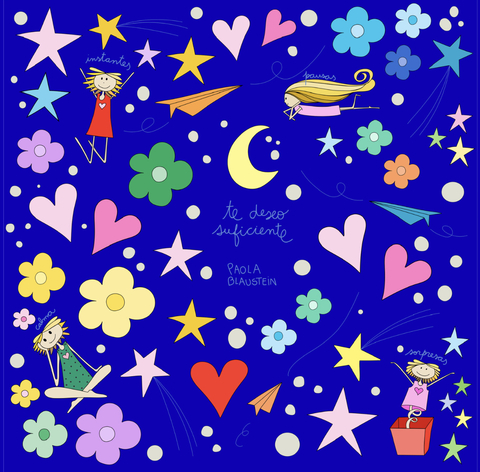 Pañuelo Instantes azul 70x70 - comprar online