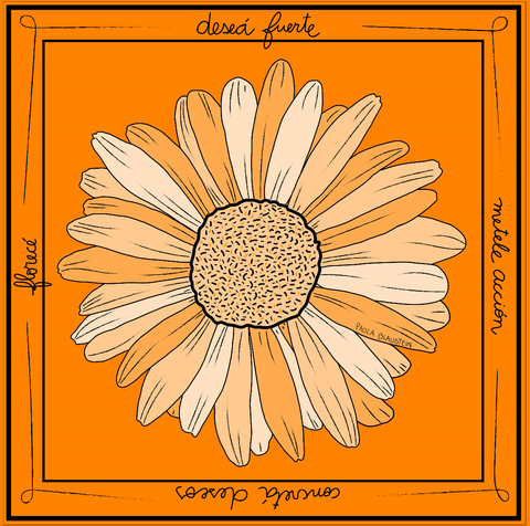 Pañuelo Flor naranja 70x70 - comprar online