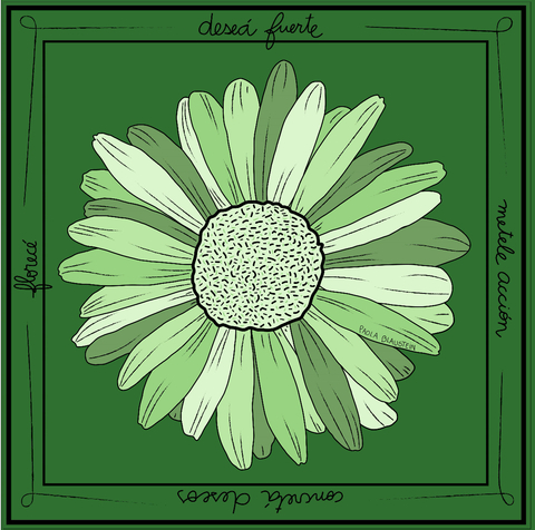 Pañuelo Flor verde 70x70 - comprar online