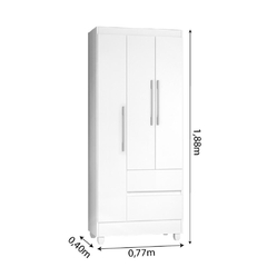 Imagem do Guarda Roupas Solteiro 3 Portas 2 Gavetas Loreta ja Branco / Branco Lilás Flex