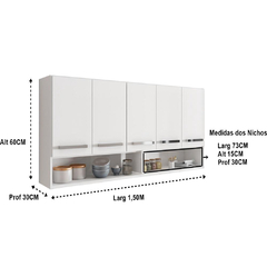 Armario de Cozinha Aereo Branco 5 Portas 1,50cm - comprar online