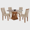 Conjunto Mesa Redonda com Vidro e 4 Cadeiras Tampo Barcelona