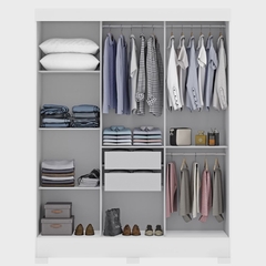 Guarda Roupa Casal com Espelho 3 Portas 2 Gavetas Atenas Branco - comprar online