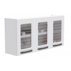 Armário de Cozinha Aéreo Titanium 3 Portas 52x105cm em Aço e Vidro Branco na internet