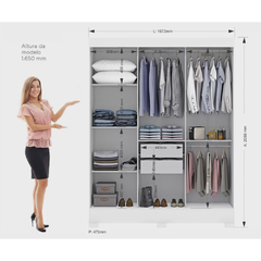 Guarda Roupa Casal com Espelho 3 Portas 2 Gavetas Atenas Branco - Moritania Moveis e Decoracoes