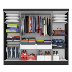 Guarda Roupa Casal Mayra 8 Portas Preto Fosco - Moritania Moveis e Decoracoes
