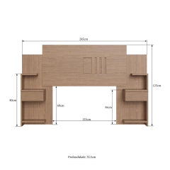 Cabeceira Casal Extensível c/2 Mesas De Apoio Avelã Avelã - comprar online