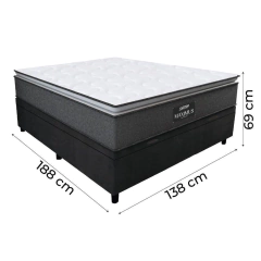 Cama Box Baú Casal Colchão Molas Ensacadas Pillow Top Maximus 138x188x69cm Cinza / Preto na internet