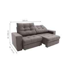 Sofá 3 Lugares Retrátil e Reclinável Biarritz Suede Castanho na internet