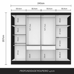 Guarda Roupa Casal Mayra 8 Portas Preto Fosco - comprar online