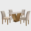 Conjunto Sala de Jantar Mesa Tampo de Vidro 4 Cadeiras Espanha