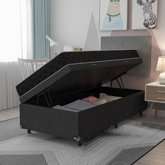 Cama Box Baú Solteiro + Colchão Espuma D20 - 56x88x188cm