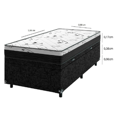 Cama Box Baú Solteiro + Colchão D33 One Face - 61x88x188cm- Várias Cores - loja online