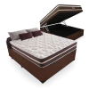 Cama Box Baú Casal 138 Tecido Sintético Branco com Colchão Little Angel - Mola Superlastic 62x138x188cm