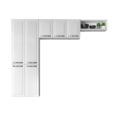 Armário de Cozinha Compacta de Aço 7 Portas Branco