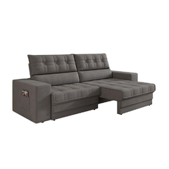 Sofá Oscar Plus 2,00m Retrátil/Reclinável Suede Cinza - comprar online