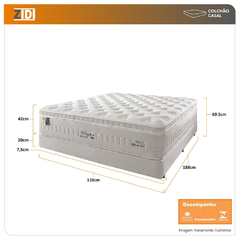 Cama Box Casal Branco + Colchão Molas Ensacadas Látex Visco Gel Kingston 138x188x68cm - Moritania Moveis e Decoracoes