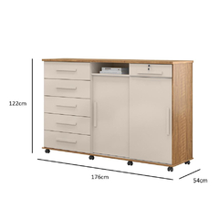 Imagem do Cômoda Max 2020 06 Gavetas 02 Portas Off White com Amêndoa