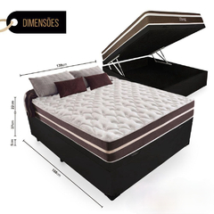 Cama Box Com bau Casal + Colchão De Molas - Superlastic 138cm