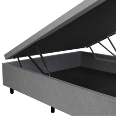Cama Box Baú Casal 138x188x40cm Courino Linho Cinza com Pistão a gás Nakata - comprar online
