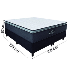 Cama Box Casal Queen Colchão Molas Ensacadas Pillow Top Maximus 158x198x67cm Cinza / Preto - Suporta até 120Kg por na internet