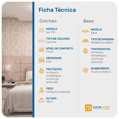 Cama Box Casal + Colchão Ortopédico D33 - Iso 100 138x188x53cm Branco - Moritania Moveis e Decoracoes