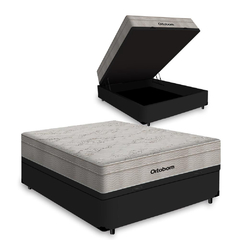 Imagem do Cama Box Baú Casal + Colchão De Molas Ensacadas - AirTech SpringPocket 138x188x72cm Preto
