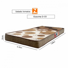 Colchão Solteiro Espuma D33 Turquesa 78cm x 188cm x 12cm Marrom Estampado na internet