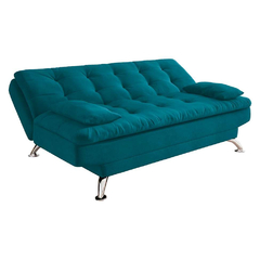 Sofá-Cama Casal 3 Lugares Premium A2 Suede Azul Turquesa - Moritania Moveis e Decoracoes