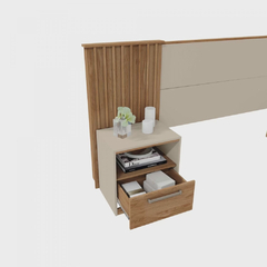 Cabeceira Casal Extensível 2 Mesas com Gaveta Lucius - comprar online