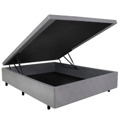 Cama Box Baú Casal 138x188x40cm Courino Linho Cinza com Pistão a gás Nakata na internet