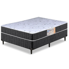 Cama Box Casal Conjugado Preto/Branco Flor