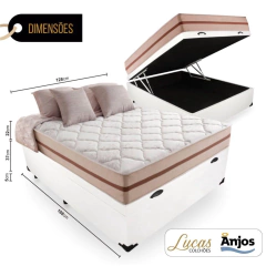Cama Box Com Baú Viúva + Colchão De Molas Ensacadas - Classic - 128x188x64cm Branco na internet