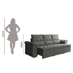 Sofá Retrátil 3 Lugares 2,10m York Suede Cinza na internet