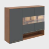 Armário Aéreo de Cozinha 120cm com 3 Portas Vidro Reflecta e Nicho 100% mdf Itália