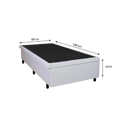 Cama Box Baú Solteiro 88x188x42cm Courino Linho Branco com Pistão a gás - loja online