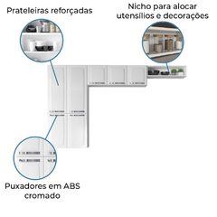 Armário de Cozinha Compacta de Aço 7 Portas Branco - comprar online