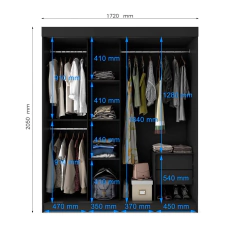 Guarda-Roupa Casal com Espelho Paris 3 pt 2 gv Preto - comprar online