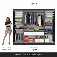 Guarda Roupa Casal Mayra 8 Portas Preto Fosco na internet
